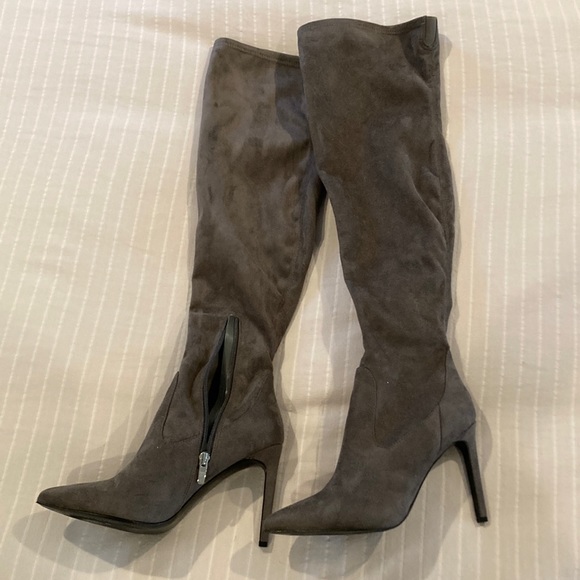 Shoes - Nine West Grey Suede over the knee high heel boots. Size 7.5